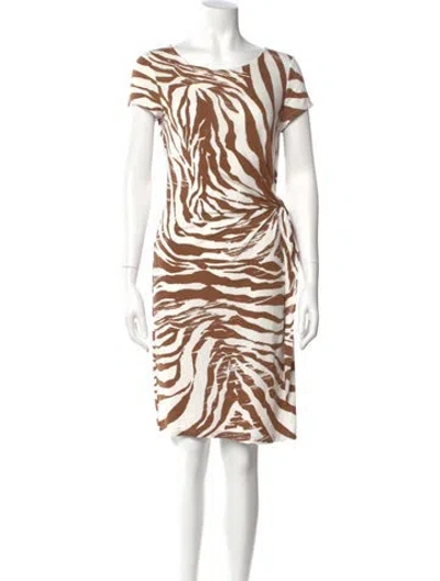 Pre-owned Lafayette 148 Animal Print Knee-length Dress In Brown