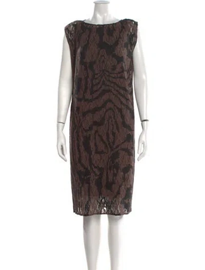 Pre-owned Lafayette 148 Animal Print Knee-length Dress In Brown