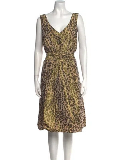 Pre-owned Lafayette 148 Animal Print Knee-length Dress In Neutral