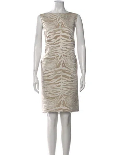 Pre-owned Lafayette 148 Animal Print Knee-length Dress In Neutral