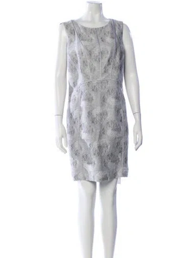 Pre-owned Lafayette 148 Animal Print Knee-length Dress In White