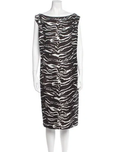Pre-owned Lafayette 148 Animal Print Midi Length Dress In Black