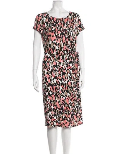 Pre-owned Lafayette 148 Animal Print Midi Length Dress In Multi