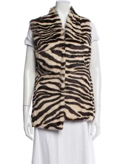 Pre-owned Lafayette 148 Animal Print Vest In Brown
