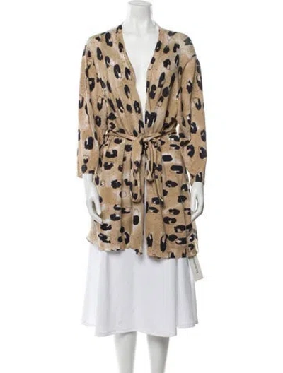Pre-owned Lafayette 148 Animal Print V-neck Sweater In Neutral