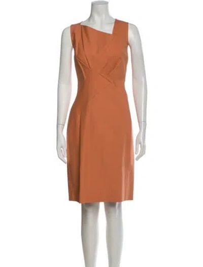 Pre-owned Lafayette 148 Asymmetrical Knee-length Dress In Orange