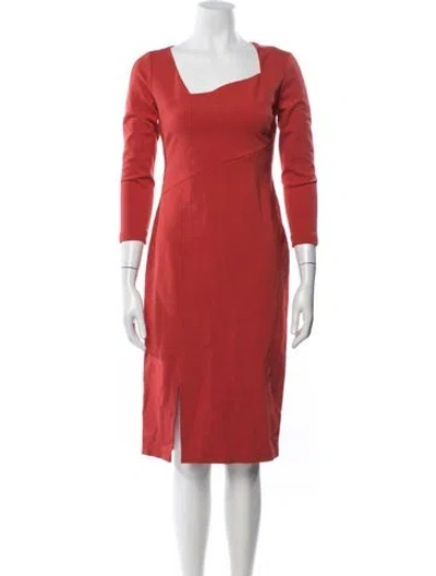 Pre-owned Lafayette 148 Asymmetrical Knee-length Dress In Orange