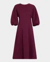 Lafayette 148 Balloon-sleeve Jacquard Midi Dress