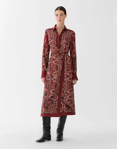 Lafayette 148 Bandana Print Wool Silk A-line Wrap Dress In Multi