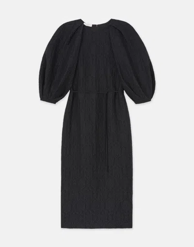 Lafayette 148 Baroque Botanical Cloquã© Balloon Sleeve Dress In Black
