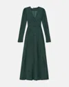 Lafayette 148 Baroque Botanical Cloquã© V-neck Maxi Dress In Deep Malachite