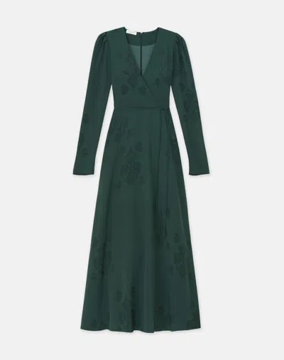 Lafayette 148 Baroque Botanical Cloquã© V-neck Maxi Dress In Deep Malachite