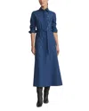 Lafayette 148 Embroidered Cotton Midi Shirtdress In Lido Blue