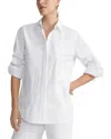 Lafayette 148 Embroidered Button-down Cotton Shirt In White
