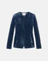 Lafayette 148 Baroque Embroidered Velvet Tailored Jacket In Lido Blue