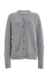 Lafayette 148 Baroque Hand-beaded Cashmere Cardigan In Grey