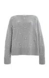 Lafayette 148 Baroque Hand-beaded Wool-cashmere Sweater In Grey