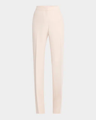 Lafayette 148 Barrow Straight-leg Wool-silk Pants In Pearl