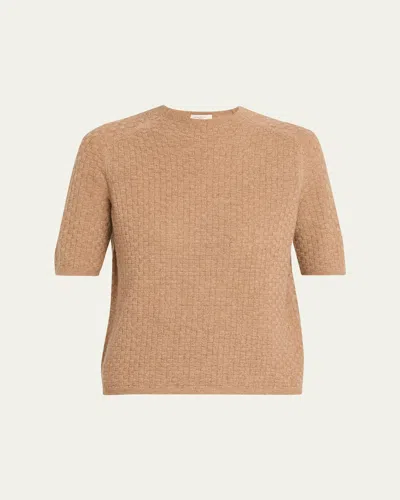 Lafayette 148 Basket Stitch Cashmere Sweater In Brown