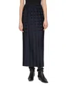 Lafayette 148 Basketweave Plisse Recycled Satin Midi Skirt In Black