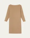 Lafayette 148 Bateau-neck Camel Hair Midi Dress In Camel