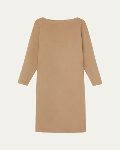 Lafayette 148 Bateau-neck Camel Hair Midi Dress