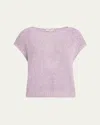 Lafayette 148 Cotton-silk Loop Open Stitch Sweater In Lavender Tint In Pink
