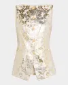 Lafayette 148 Bateau-neck Metallic Jacquard Vest In Pearl Metallic