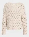 Lafayette 148 Sustainable Linen-silk Chainette Open Knit Oversized Sweater In Smoked Taupe Melange