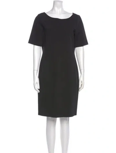 Pre-owned Lafayette 148 Bateau Neckline Knee-length Dress In Black