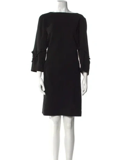 Pre-owned Lafayette 148 Bateau Neckline Knee-length Dress In Black