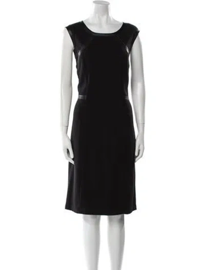 Pre-owned Lafayette 148 Bateau Neckline Knee-length Dress In Black