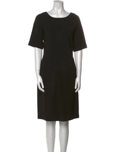 Pre-owned Lafayette 148 Bateau Neckline Knee-length Dress In Black