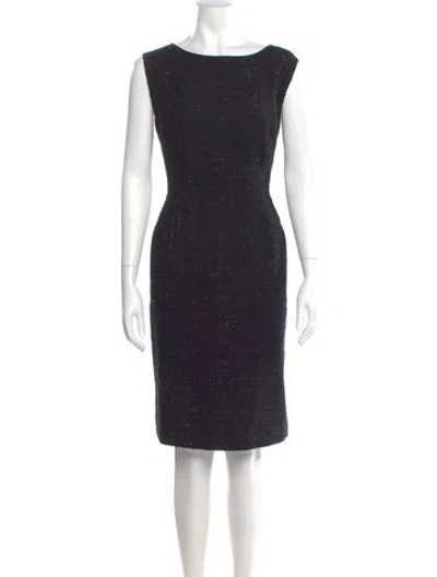 Pre-owned Lafayette 148 Bateau Neckline Knee-length Dress In Black