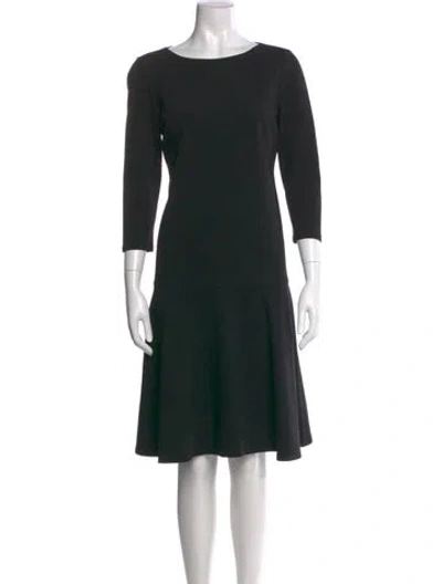 Pre-owned Lafayette 148 Bateau Neckline Knee-length Dress In Black