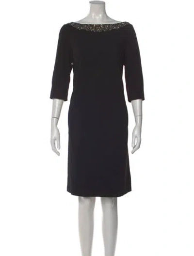 Pre-owned Lafayette 148 Bateau Neckline Knee-length Dress In Black
