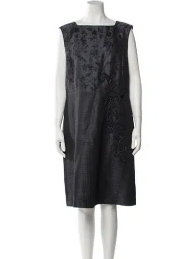 Pre-owned Lafayette 148 Bateau Neckline Knee-length Dress In Blue