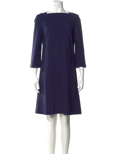 Pre-owned Lafayette 148 Bateau Neckline Knee-length Dress In Blue