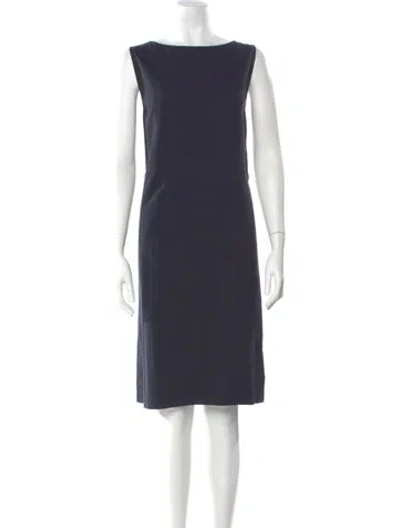 Pre-owned Lafayette 148 Bateau Neckline Knee-length Dress In Blue