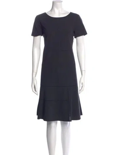 Pre-owned Lafayette 148 Bateau Neckline Knee-length Dress In Blue