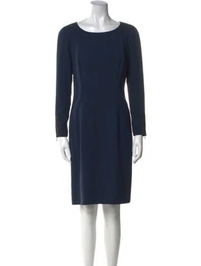 Pre-owned Lafayette 148 Bateau Neckline Knee-length Dress In Blue