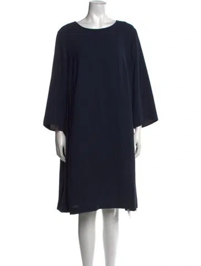 Pre-owned Lafayette 148 Bateau Neckline Knee-length Dress In Blue