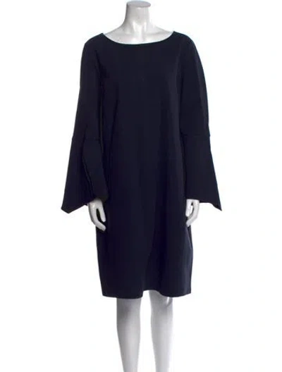 Pre-owned Lafayette 148 Bateau Neckline Knee-length Dress In Blue