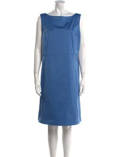 Pre-owned Lafayette 148 Bateau Neckline Knee-length Dress In Blue