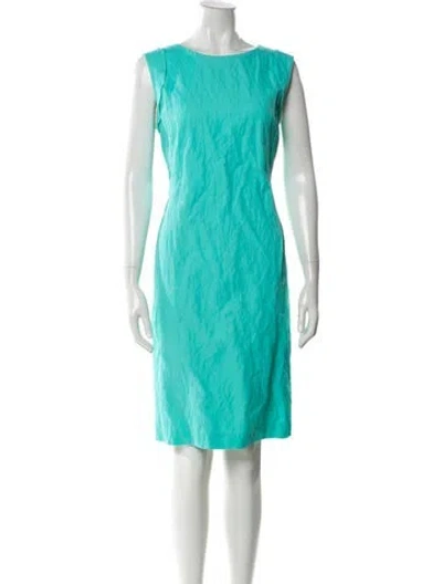 Pre-owned Lafayette 148 Bateau Neckline Knee-length Dress In Blue