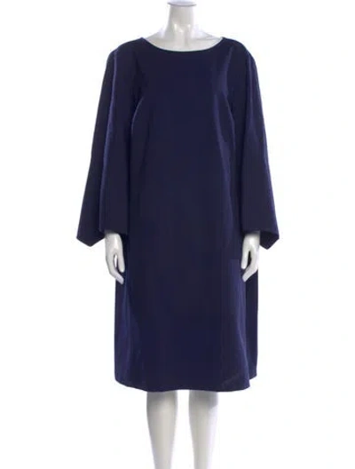 Pre-owned Lafayette 148 Bateau Neckline Knee-length Dress In Blue