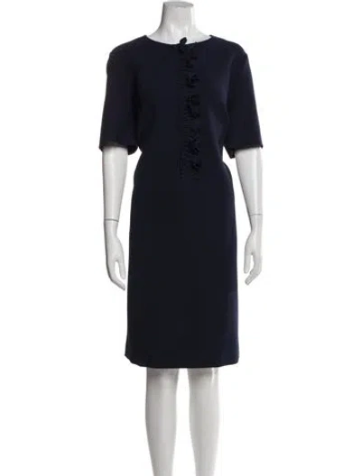 Pre-owned Lafayette 148 Bateau Neckline Knee-length Dress In Blue