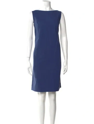Pre-owned Lafayette 148 Bateau Neckline Knee-length Dress In Blue
