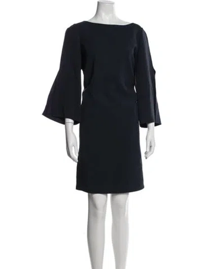 Pre-owned Lafayette 148 Bateau Neckline Knee-length Dress In Blue