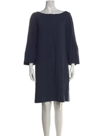 Pre-owned Lafayette 148 Bateau Neckline Knee-length Dress In Blue